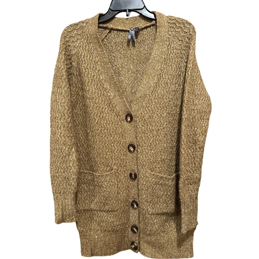 Orb Life Cardigan Sweater Women Small Brown Button Front Knit Pockets Cozy Soft